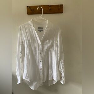 Rails Ellis 100% Organic Cotton Gauze White Casual Button-Down Shirt, S